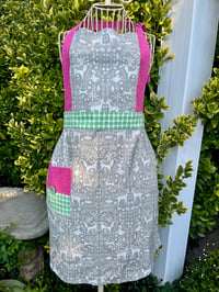 Image 5 of Adult Full Apron, Christmas, Gray, Mint Green and Pink