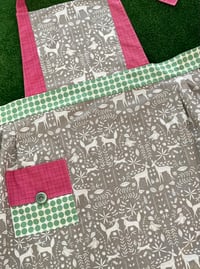 Image 1 of Adult Full Apron, Christmas, Gray, Mint Green and Pink