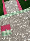 Adult Full Apron, Christmas, Gray, Mint Green and Pink