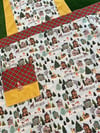 Adult Full Apron, Christmas Village in Blues and Reds