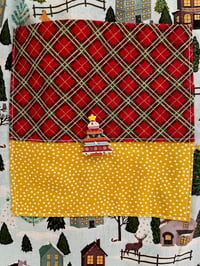Image 3 of Adult Full Apron, Christmas Village in Blues and Reds