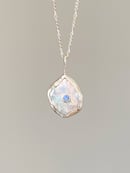 Image 1 of Freeform Pearl and Sapphire Pendant Necklace