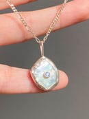 Image 4 of Freeform Pearl and Sapphire Pendant Necklace