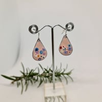 Image 2 of Enamel Earrings - Pastel Pink Florals (EJ051)