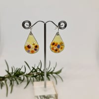Image 1 of Enamel Earrings - Pastel Yellow Florals (EJSO052)