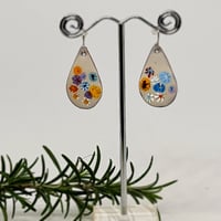 Image 1 of Enamel Earrings - Pastel Coffee Florals (EJ053)