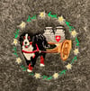 Medium Felt Tote Bag with Flower Ring  Carting Dog