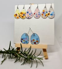 Image 3 of Enamel Earrings - Pastel Blue Florals (EJ054)