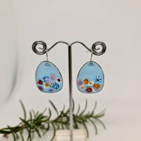 Image 2 of Enamel Earrings - Pastel Blue Florals (EJ054)