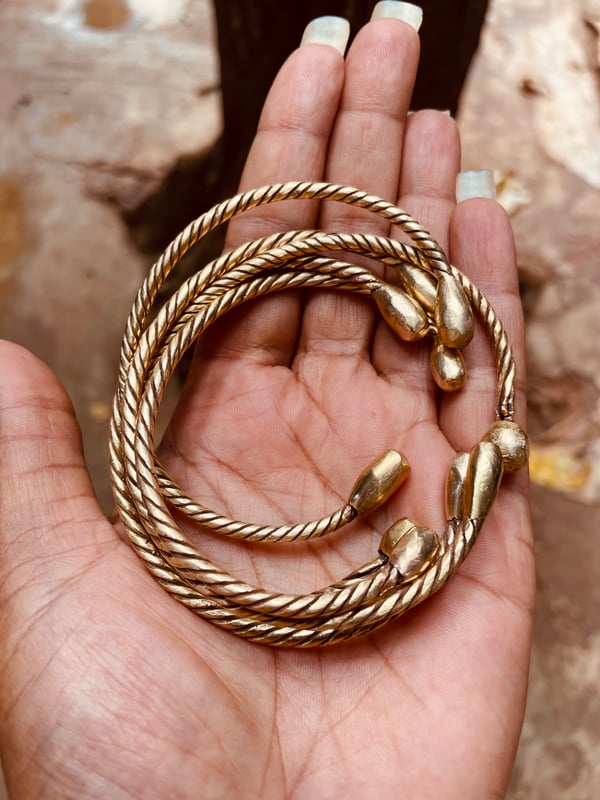 Image of Twisted Copper Bangle w/ Brass Ends