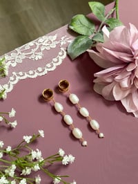 Image 3 of Chunky Pearl Dangles (Gold)
