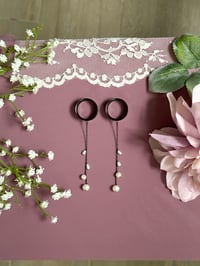 Image 1 of Dangly Pearl Drops (Black)