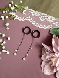 Image 3 of Dangly Pearl Drops (Black)