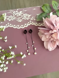 Image 2 of Dangly Pearl Drops (Black)