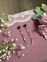 Image 1 of Double Dangly Pearls (Black)