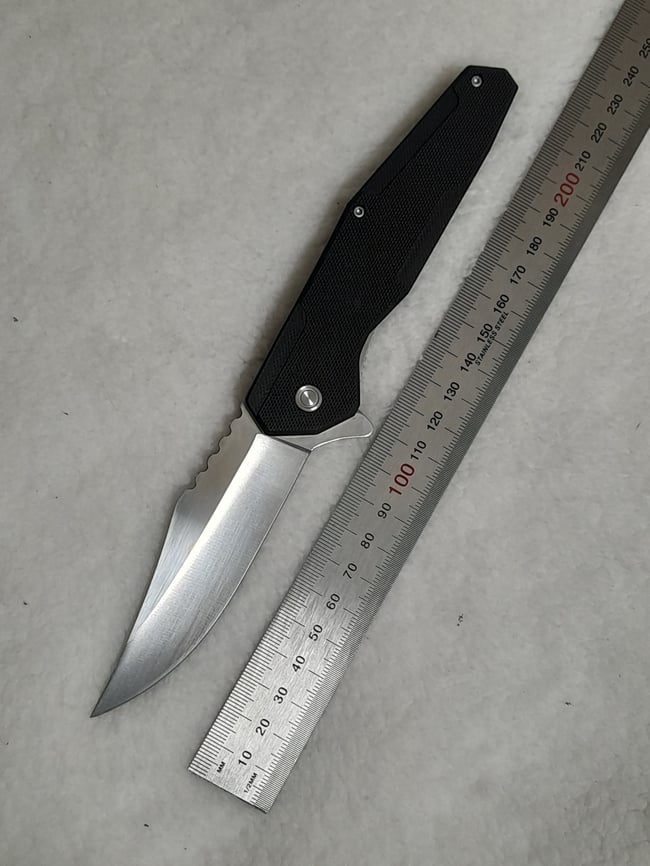 Folding Tactical Knife 420B Steel G10 Handle with Pocket Clip