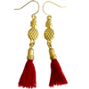 Ltd Ed - Gold Ananas Tassel Earrings - Santorini Red