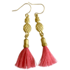 Ltd Ed - Gold Ananas Tassel Earrings - Coral