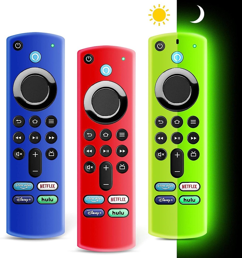 Image of (3 Pack) ONEBOM Firestick Remote Cover (Glow Green, Blue, & Red)