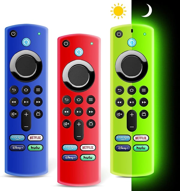 Image of (3 Pack) ONEBOM Firestick Remote Cover (Glow Green, Blue, & Red)