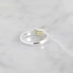 Image of Lime Green Peridot bevel cut silver ring