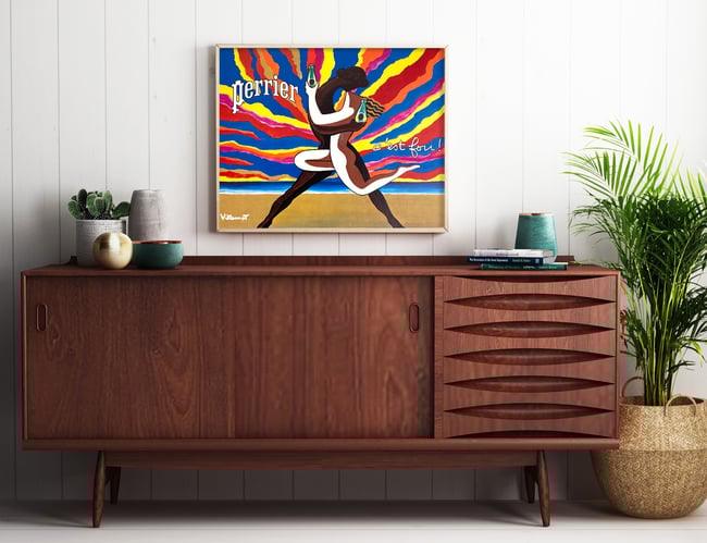 PERRIER C'EST FOU | VILLEMOT | VINTAGE ADS | WALL ART PRINT | VINTAGE POSTER