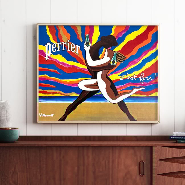 PERRIER C'EST FOU | VILLEMOT | VINTAGE ADS | WALL ART PRINT | VINTAGE POSTER