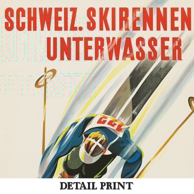 Schweiz Skirennen Unterwasser | Martin Peikert | 1939 | Wall Art Print | Vintage Travel Poster