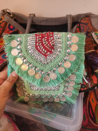 Image 5 of Mini coin boho bag with tassles 