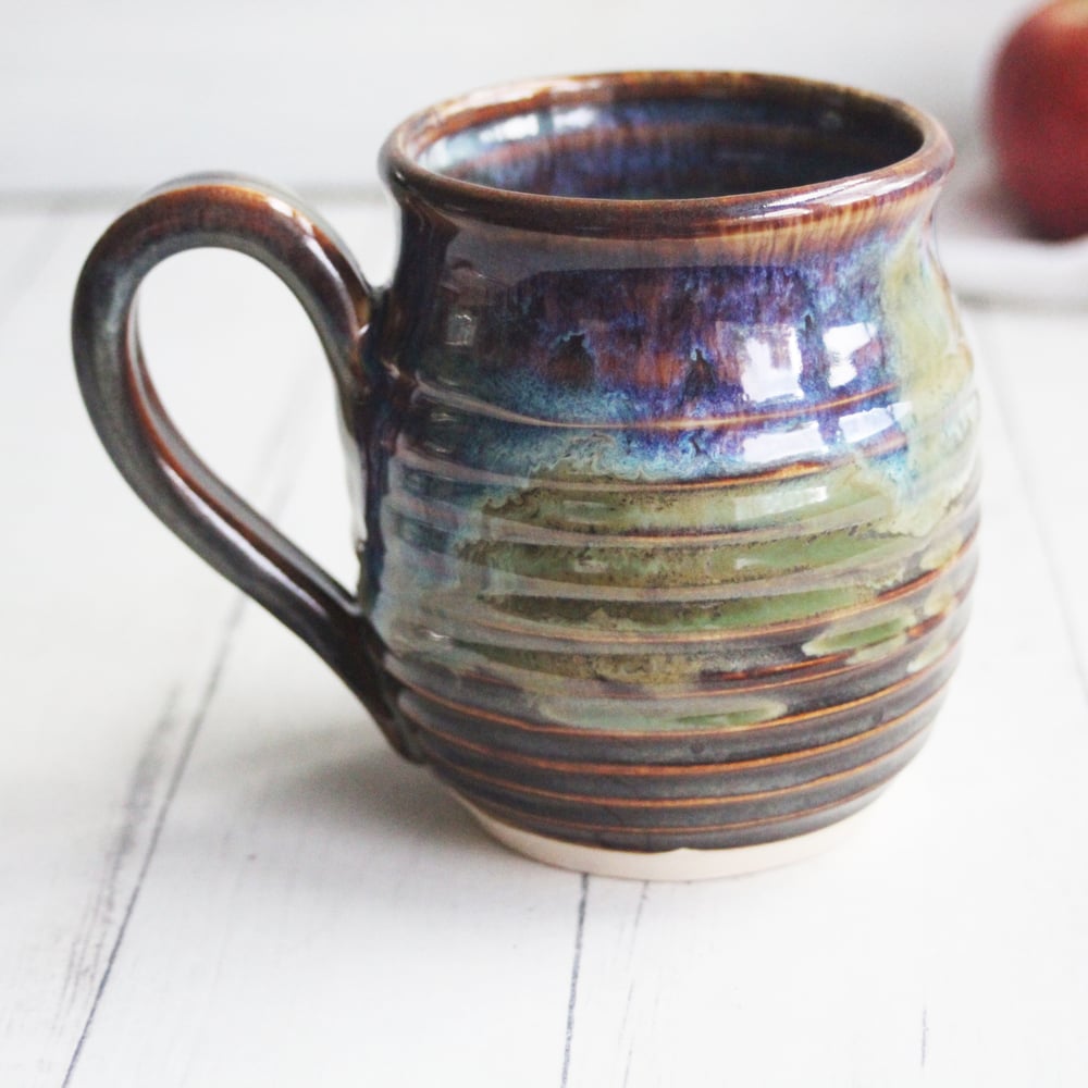Image of Gorgeous Earthy Pottery Mug in Rich Earthy Glazes, Made in USA