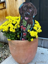 Image 1 of Chocolate Lab Bleeding Heart Garden Fairy Wood Folk Art