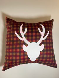 Plaid deer pillow cover