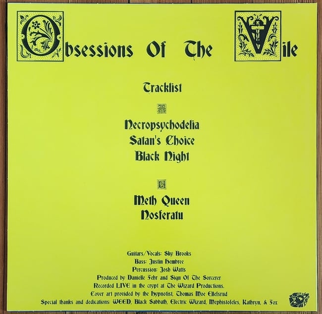 Sign Of The Sorcerer 'Obsessions Of The Vile' Vinyl LP (12")
