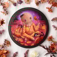 "Apple Cider Sam" Original oil painting on 5 inch round wood