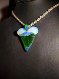 Image 2 of Ghost/mystery adventurine great white shark tooth pendant. 