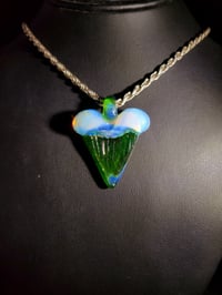 Image 3 of Ghost/mystery adventurine great white shark tooth pendant. 