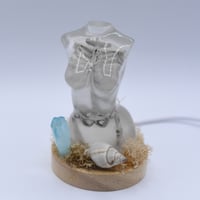 Image 3 of Glow in the Dark Resin Skeleton Lady LED USB Lamp - Ephemeral Friday the 13th Collection 
