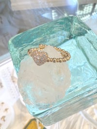 Image 2 of 14k diamond heart beaded ring