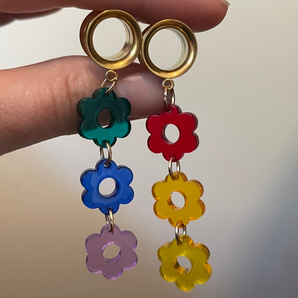 Image of Rainbow Flower Tunnel Dangles (sizes 2g-2”)
