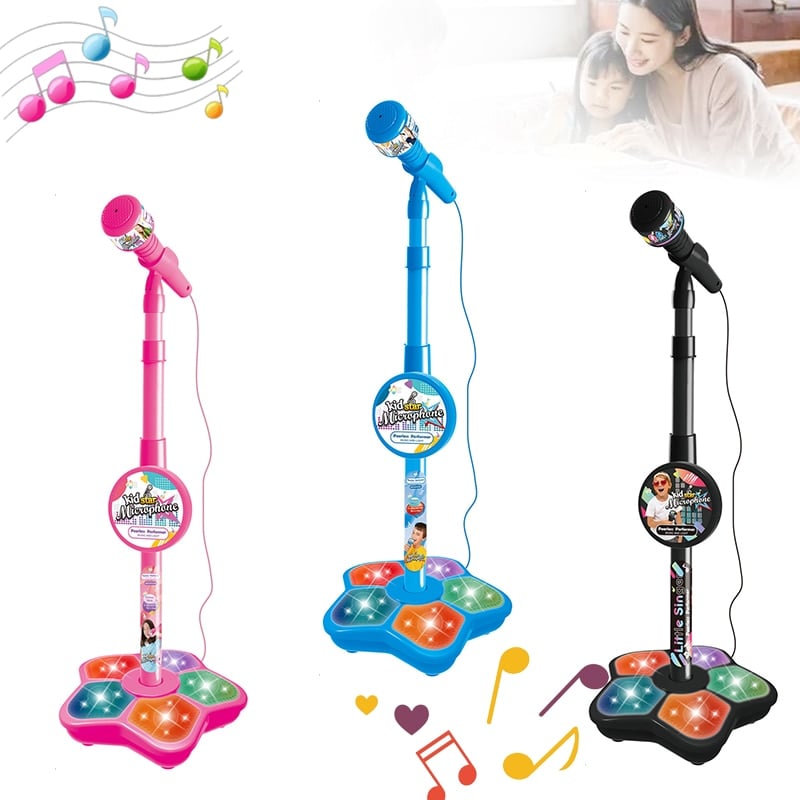 Kids Microphone with Stand Karaoke Song Music Instrument Toys Brain-Training Educational Toy Birthda