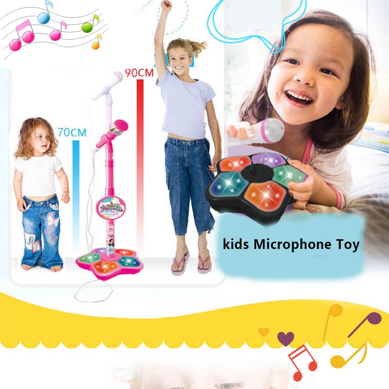 Kids Microphone with Stand Karaoke Song Music Instrument Toys Brain-Training Educational Toy Birthda