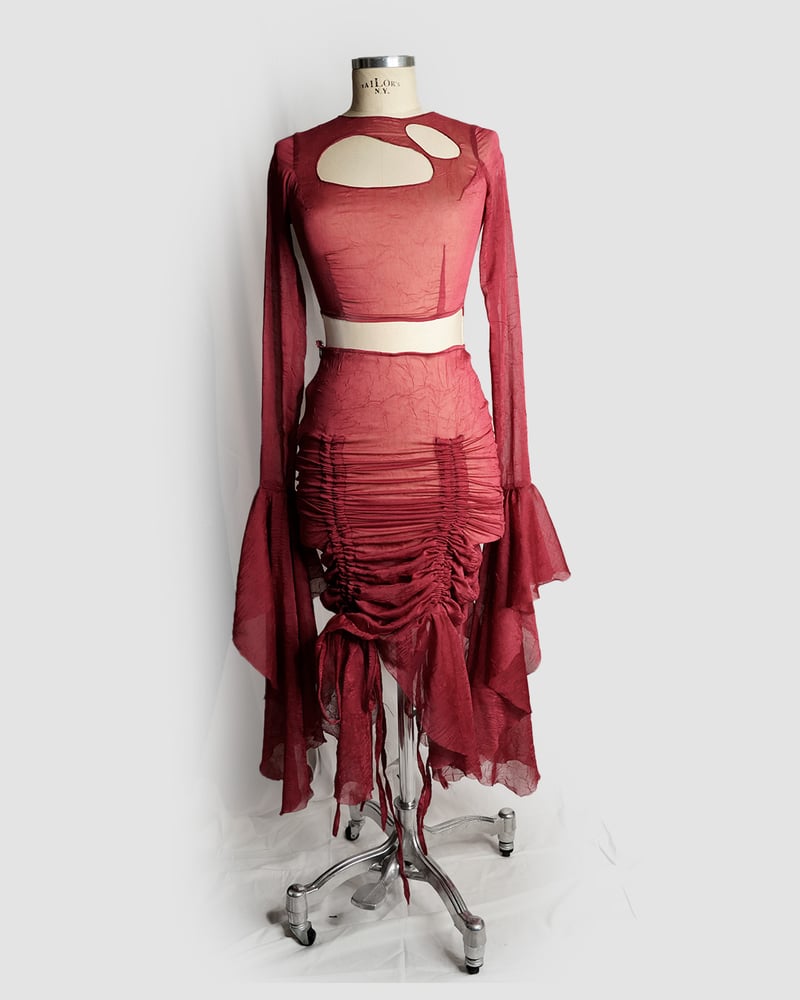Image of ‘TEARS‘ top and ‘SKELETON‘ skirt