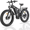 Black Electric Mountain Bicycle Full Suspension Fat Tire Electric Bike