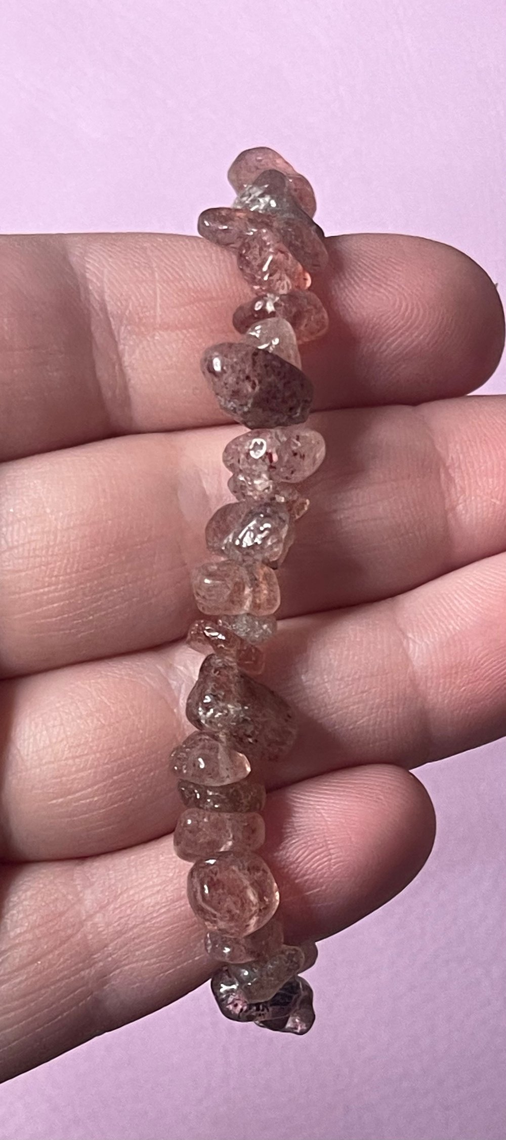 Image of Strawberry quartz chip bracelet 