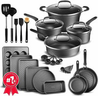 Cookware Set – 23 Piece –Black Multi-Sized Cooking Pots with Lids