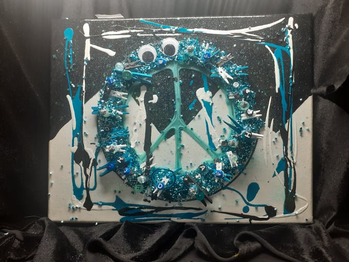 Image of Black n White Teal Splashes