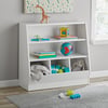 Kids Bin Storage and Two Shelf Bookcase, White Book Shelf for Kids