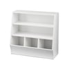 Kids Bin Storage and Two Shelf Bookcase, White Book Shelf for Kids