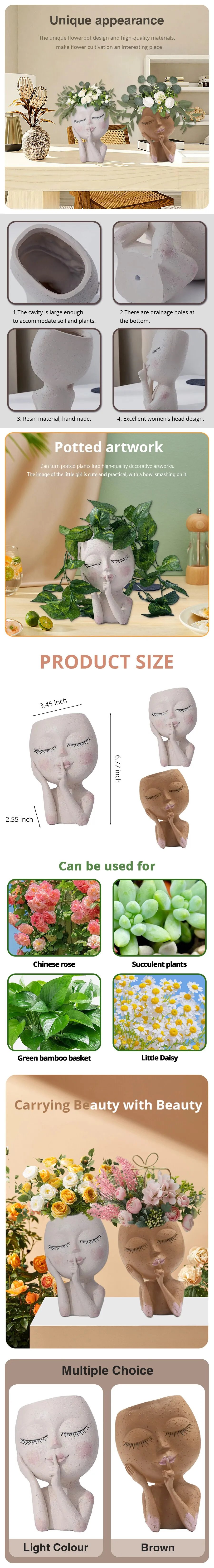 Cute Unique Face Planter Pots for Indoor And Outdoor Plants