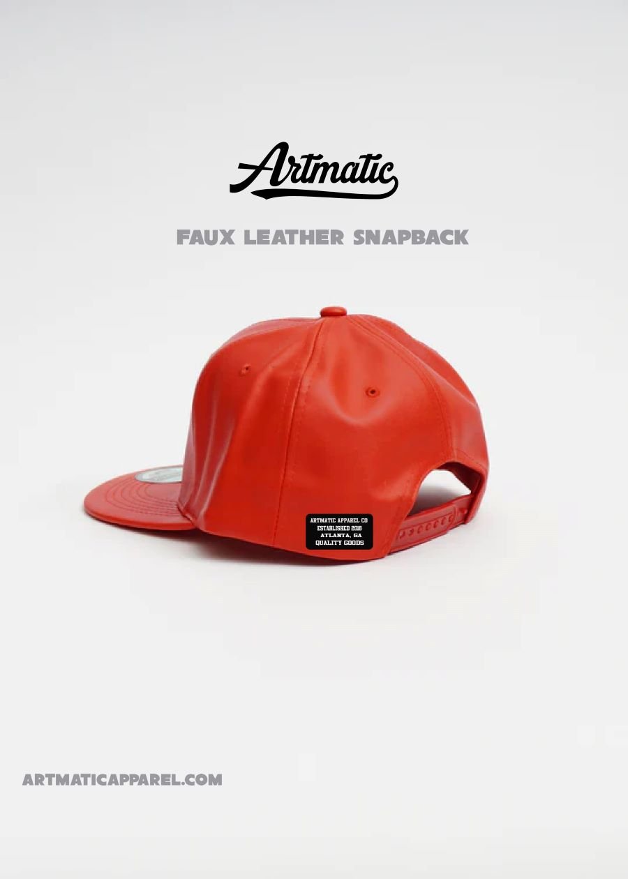 Artmatic Faux Leather Snapback (Red)